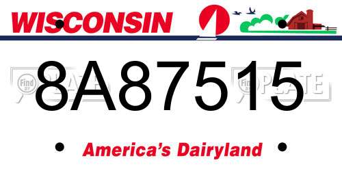 8A87515 Wisconsin License Plate