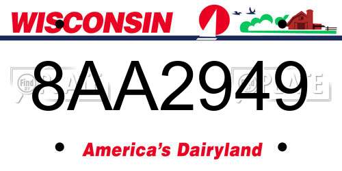 8AA2949 Wisconsin License Plate