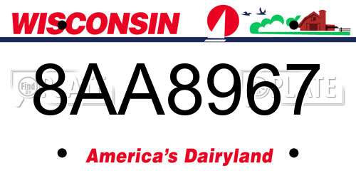 8AA8967 Wisconsin License Plate