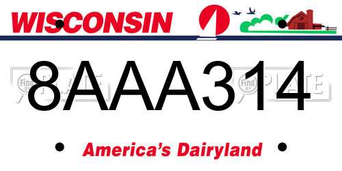 8AAA314 Wisconsin License Plate