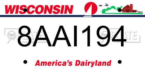 8AAI194 Wisconsin License Plate