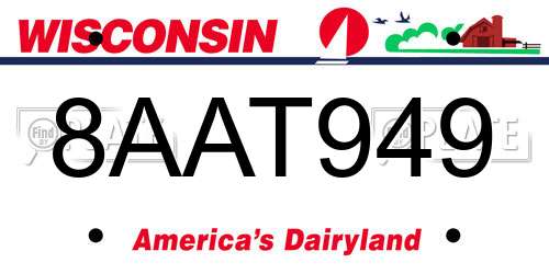 8AAT949 Wisconsin License Plate