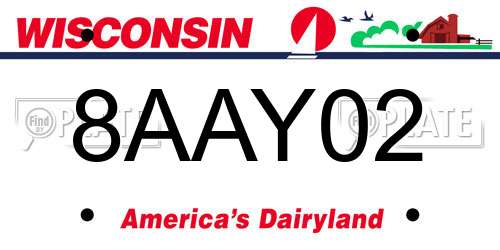8AAY02 Wisconsin License Plate