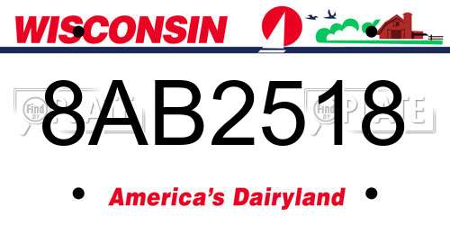 8AB2518 Wisconsin License Plate