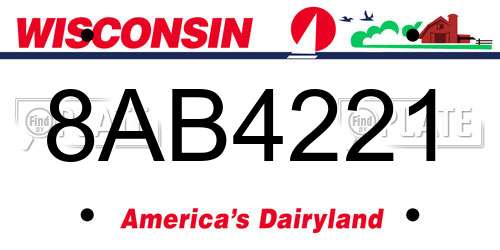 8AB4221 Wisconsin License Plate