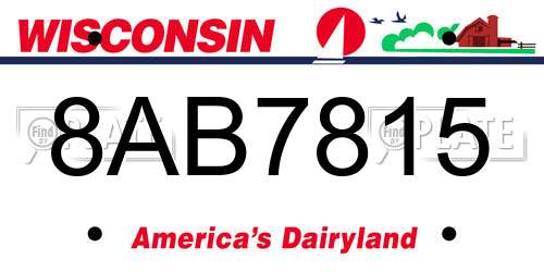 8AB7815 Wisconsin License Plate
