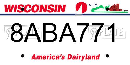 8ABA771 Wisconsin License Plate