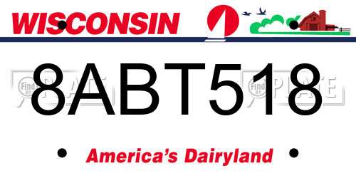 8ABT518 Wisconsin License Plate