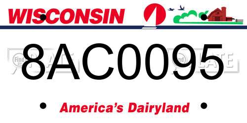 8AC0095 Wisconsin License Plate