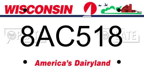 8AC518 Wisconsin License Plate