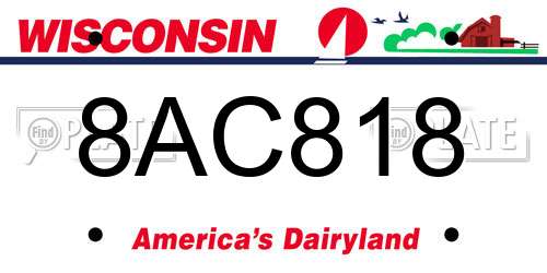8AC818 Wisconsin License Plate