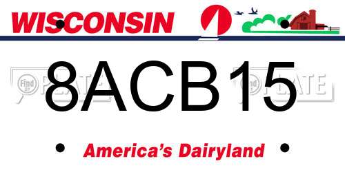 8ACB15 Wisconsin License Plate