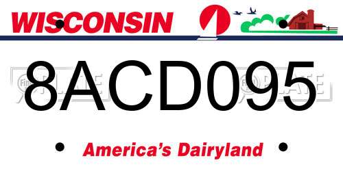 8ACD095 Wisconsin License Plate
