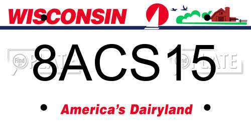 8ACS15 Wisconsin License Plate