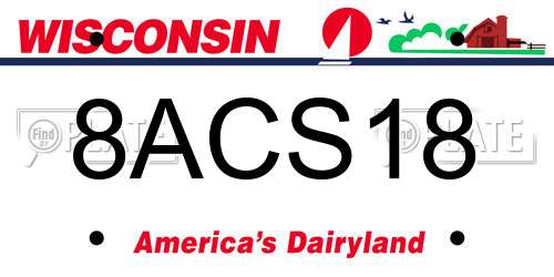 8ACS18 Wisconsin License Plate