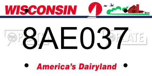 8AE037 Wisconsin License Plate