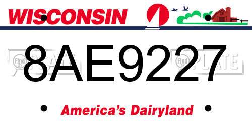 8AE9227 Wisconsin License Plate