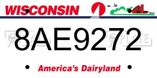 8AE9272 Wisconsin License Plate