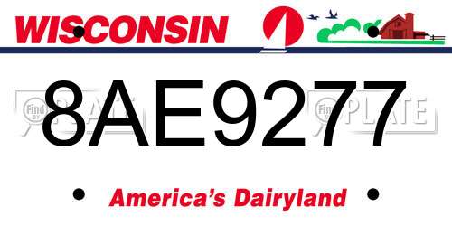 8AE9277 Wisconsin License Plate