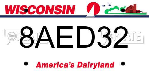 8AED32 Wisconsin License Plate