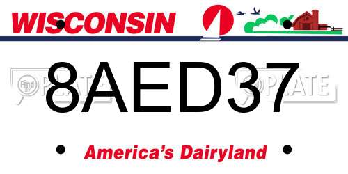 8AED37 Wisconsin License Plate