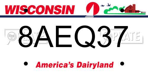 8AEQ37 Wisconsin License Plate