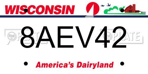 8AEV42 Wisconsin License Plate