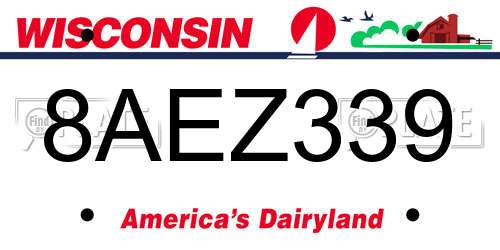 8AEZ339 Wisconsin License Plate