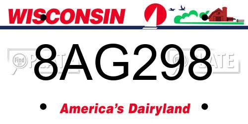 8AG298 Wisconsin License Plate