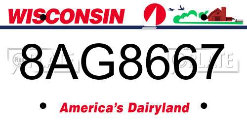 8AG8667 Wisconsin License Plate