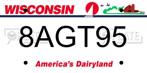 8AGT95 Wisconsin License Plate