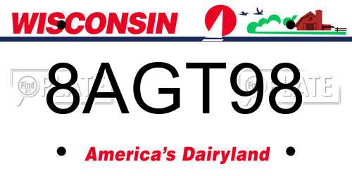 8AGT98 Wisconsin License Plate