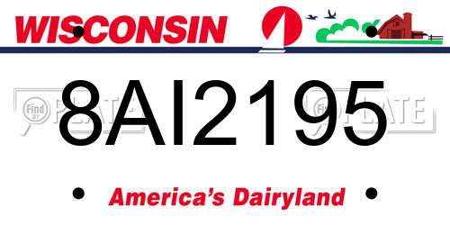 8AI2195 Wisconsin License Plate