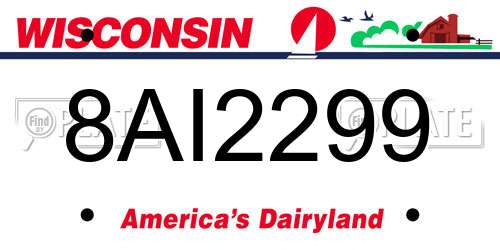 8AI2299 Wisconsin License Plate