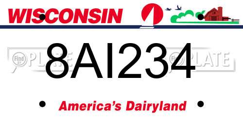 8AI234 Wisconsin License Plate