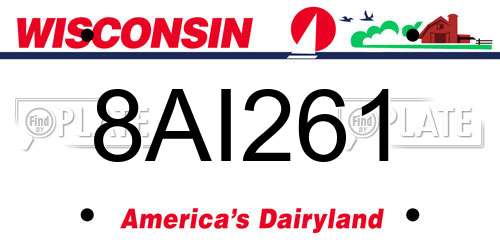8AI261 Wisconsin License Plate