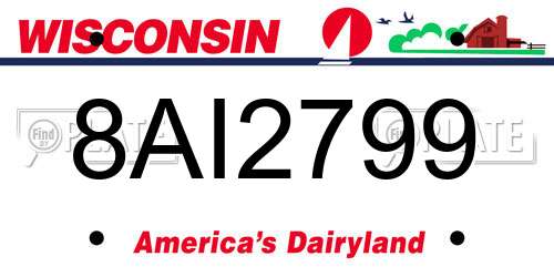 8AI2799 Wisconsin License Plate