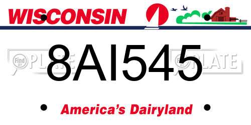 8AI545 Wisconsin License Plate