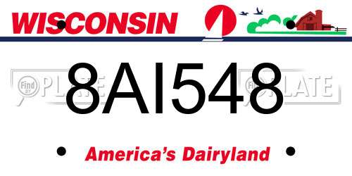8AI548 Wisconsin License Plate