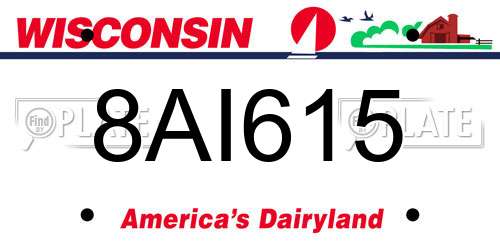 8AI615 Wisconsin License Plate