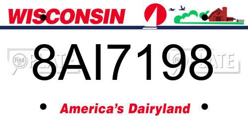 8AI7198 Wisconsin License Plate