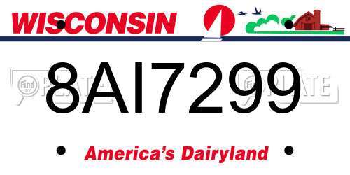 8AI7299 Wisconsin License Plate
