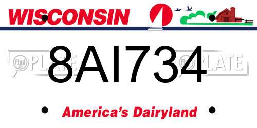8AI734 Wisconsin License Plate