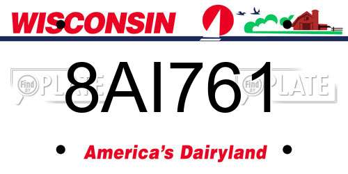 8AI761 Wisconsin License Plate
