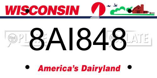 8AI848 Wisconsin License Plate
