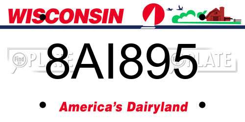 8AI895 Wisconsin License Plate