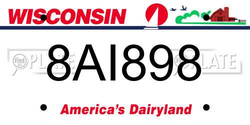 8AI898 Wisconsin License Plate