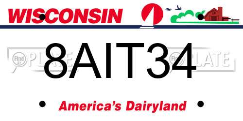 8AIT34 Wisconsin License Plate