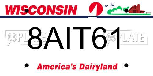 8AIT61 Wisconsin License Plate