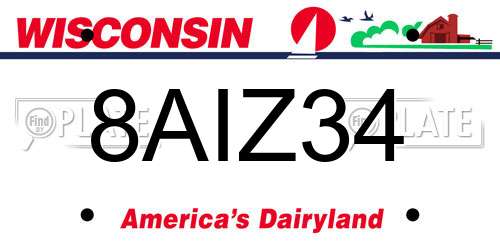 8AIZ34 Wisconsin License Plate